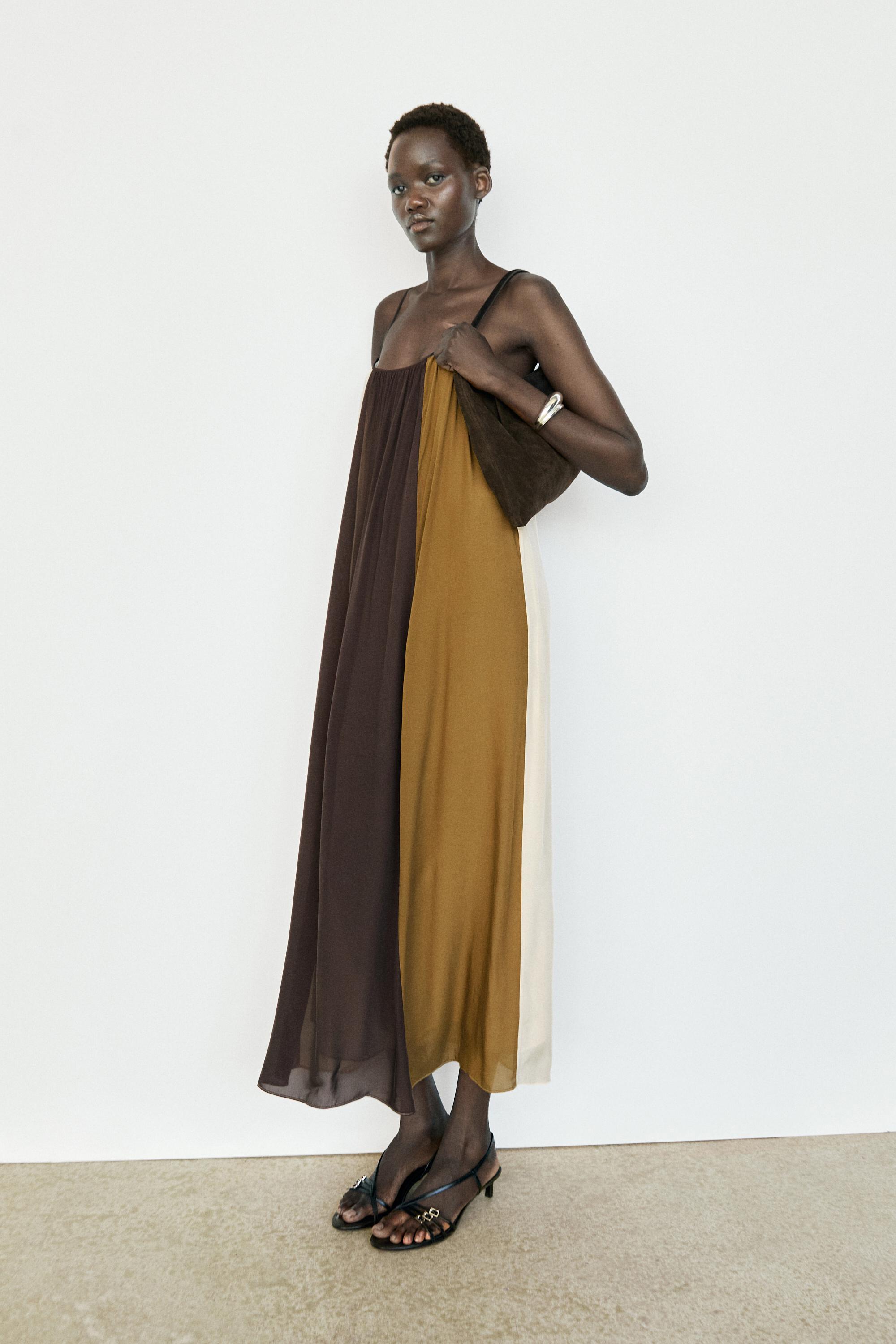 Robe midi fluide à bretelles